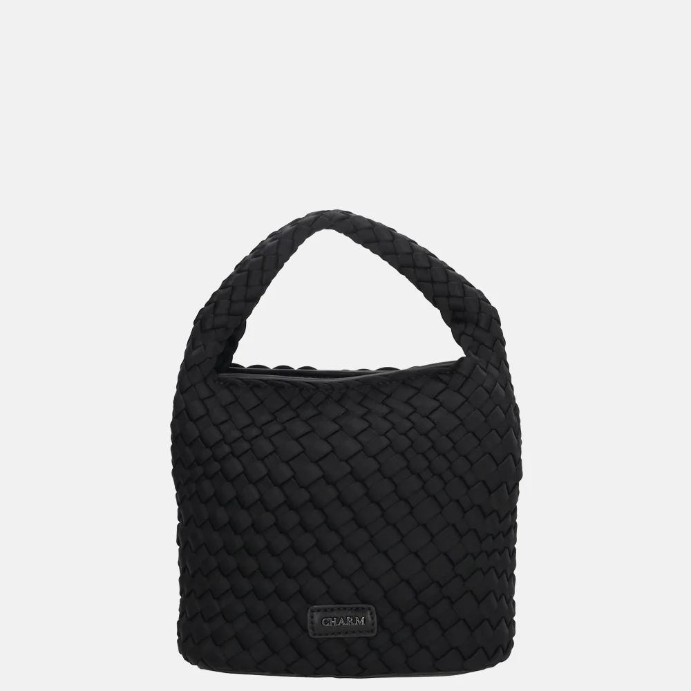 Charm London Madera handtas gevlochten neopreen S zwart bij Duifhuizen