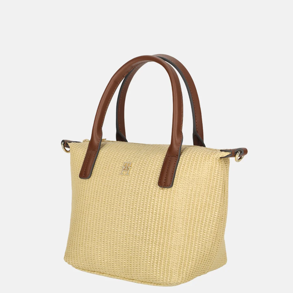 Tommy Hilfiger Popette mini tote handtas natural raffia bij Duifhuizen