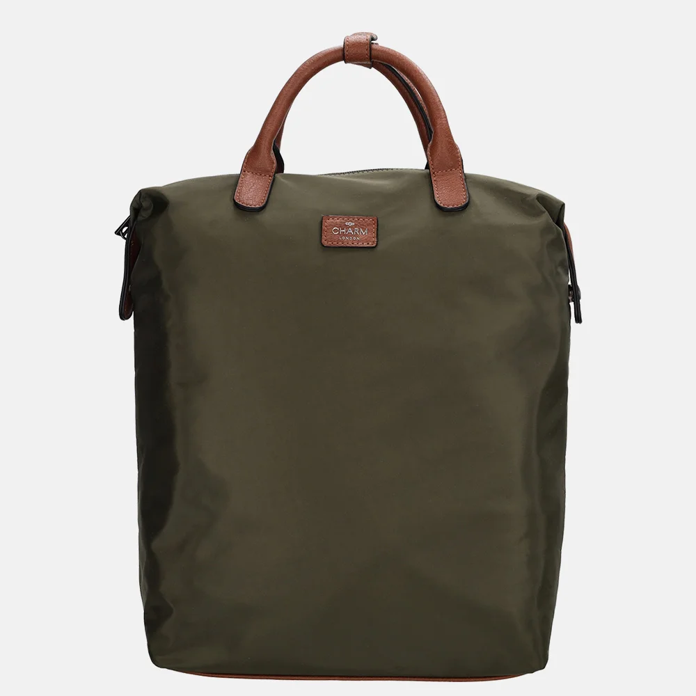 Charm London Buckingham laptoprugzak 14 inch olijfgroen