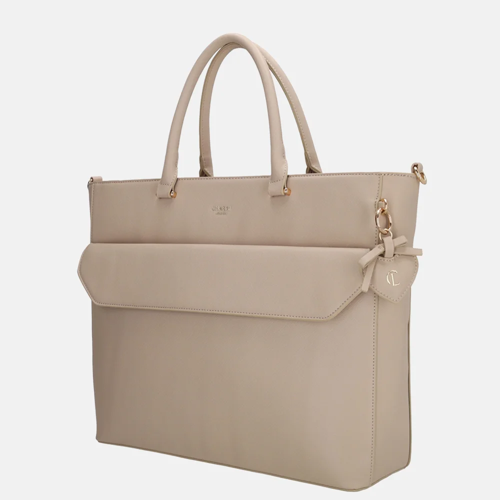 Charm London handtas 15 inch lichttaupe bij Duifhuizen