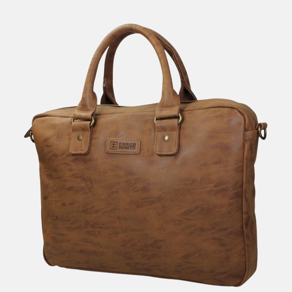 Enrico Benetti laptoptas 15.6 inch brown bij Duifhuizen
