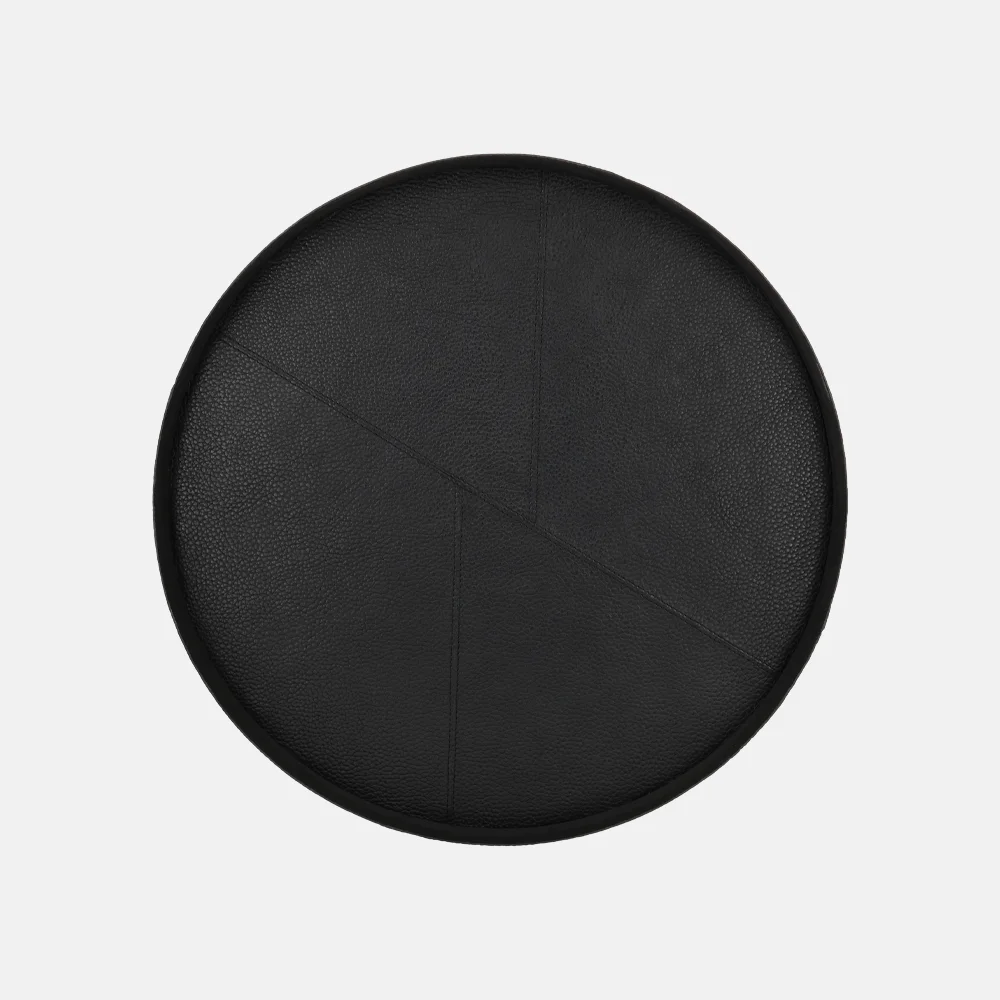 Chamada leren dienblad rond effen M black bij Duifhuizen