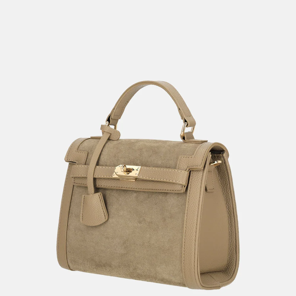 Firenze handtas suedine dark taupe bij Duifhuizen