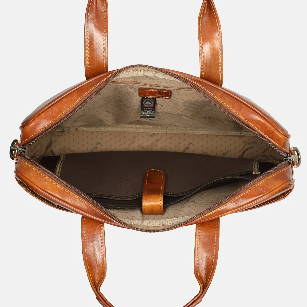 Tony Perotti van Gogh laptoptas 15 inch cognac bij Duifhuizen