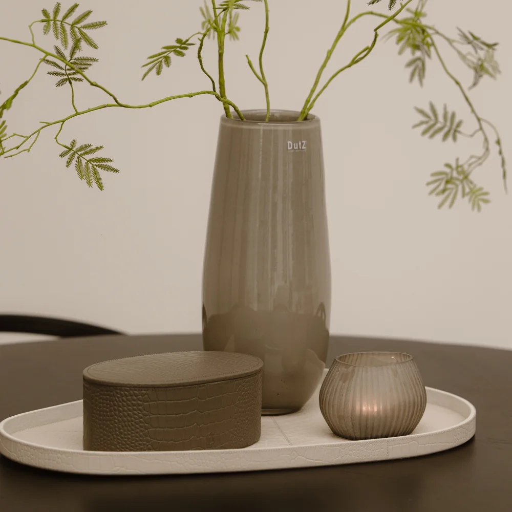 Chamada leren dienblad organisch croco M beige bij Duifhuizen