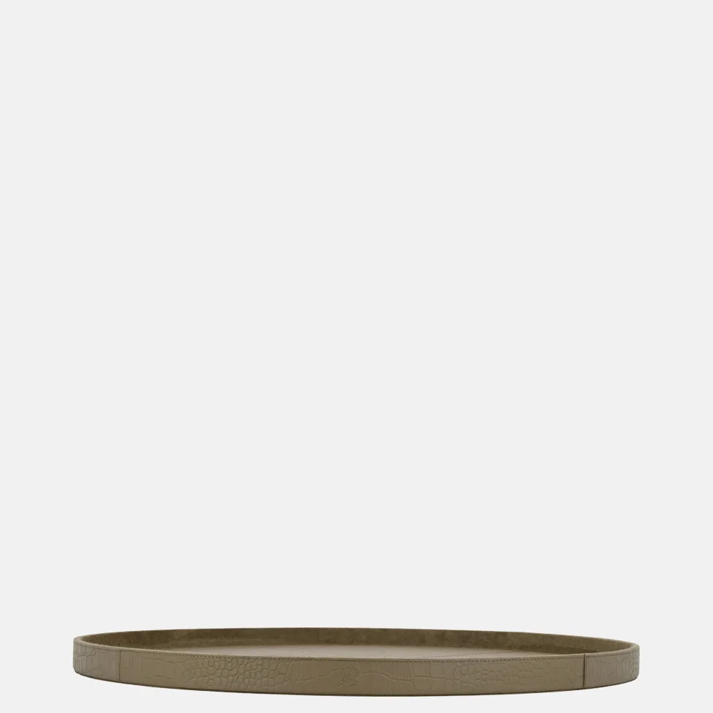 Chamada leren dienblad rond croco L taupe bij Duifhuizen