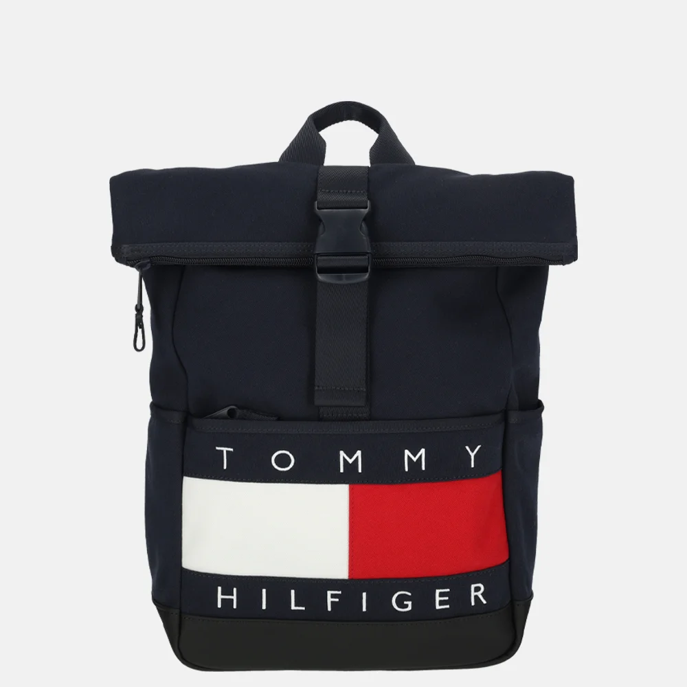 Tommy Hilfiger Heritage rolltop rugzak logo space blue bij Duifhuizen