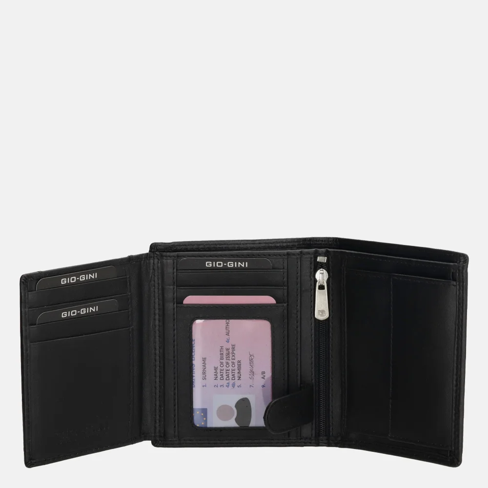 Gio Gini billfold portemonnee black bij Duifhuizen