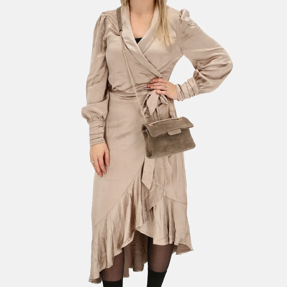 Charm London Elisa crossbody tas donkertaupe bij Duifhuizen