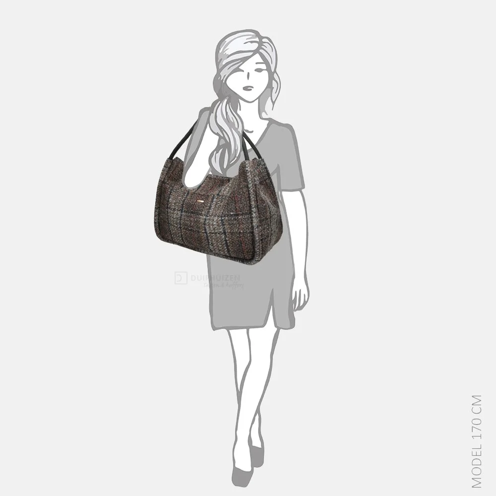 Day-et Woolen Check shopper mega brown bij Duifhuizen