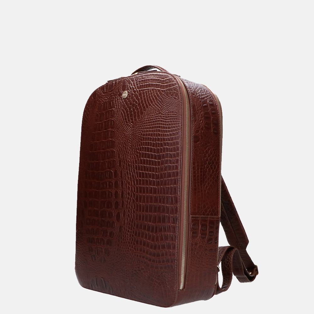FMME Claire laptop rugzak 13.3 inch croco brown bij Duifhuizen