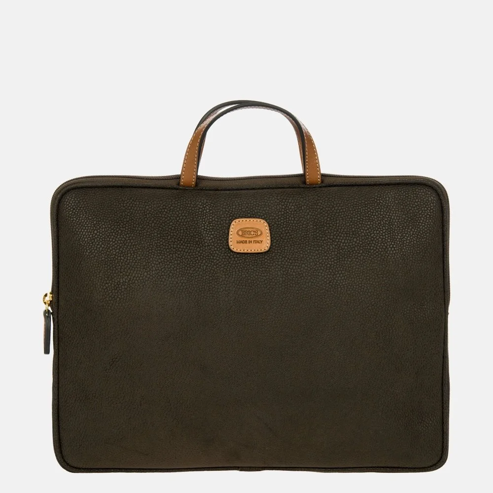 Bric's Life PC Holder laptophoes 15 inch olive bij Duifhuizen