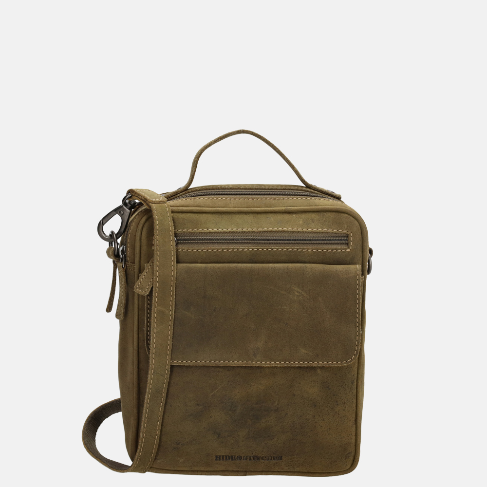 Hide & Stitches schoudertas olive green