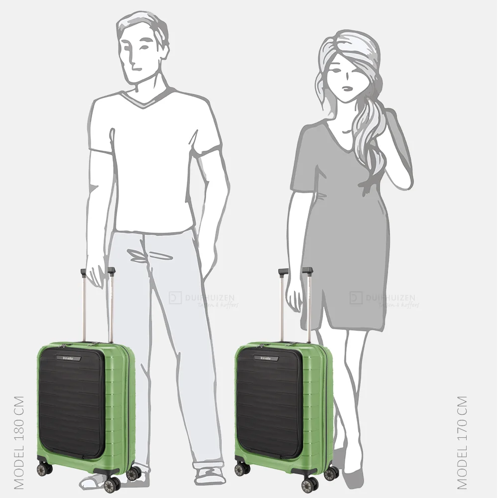 Travelite Mooby frontpocket handbagage koffer 55 cm green bij Duifhuizen