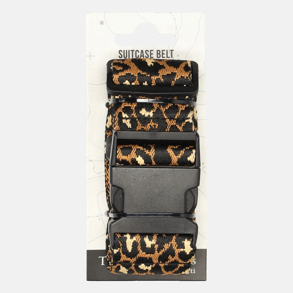 Enrico Benetti kofferriem luipaard camel bij Duifhuizen