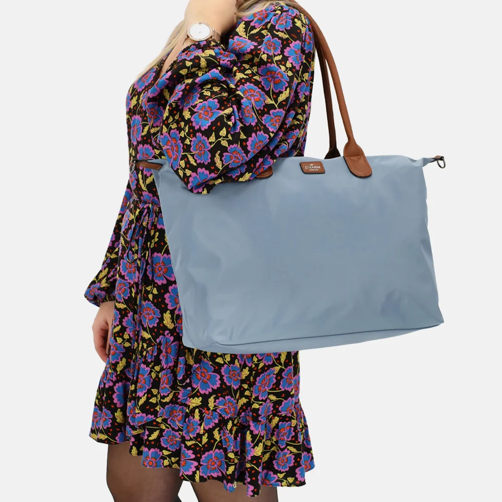 Charm London Buckingham shopper met 15.6 inch laptopvak L steelblue bij Duifhuizen