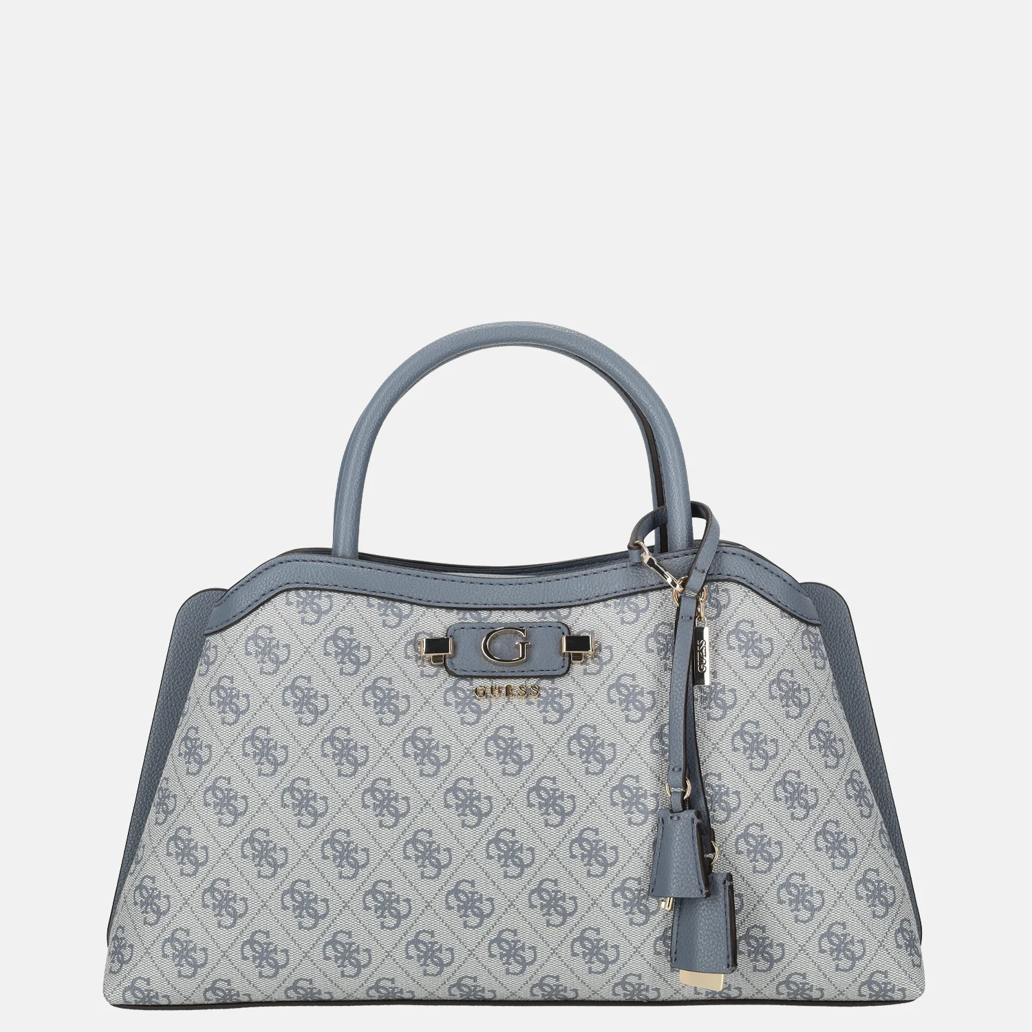 Guess Lindsey girlfriend satchel handtas slate logo bij Duifhuizen
