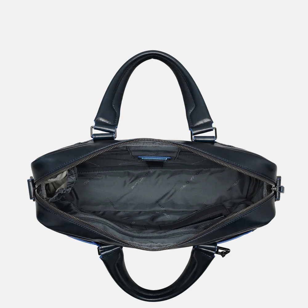 Piquadro Blue square laptoptas 15 inch blue bij Duifhuizen