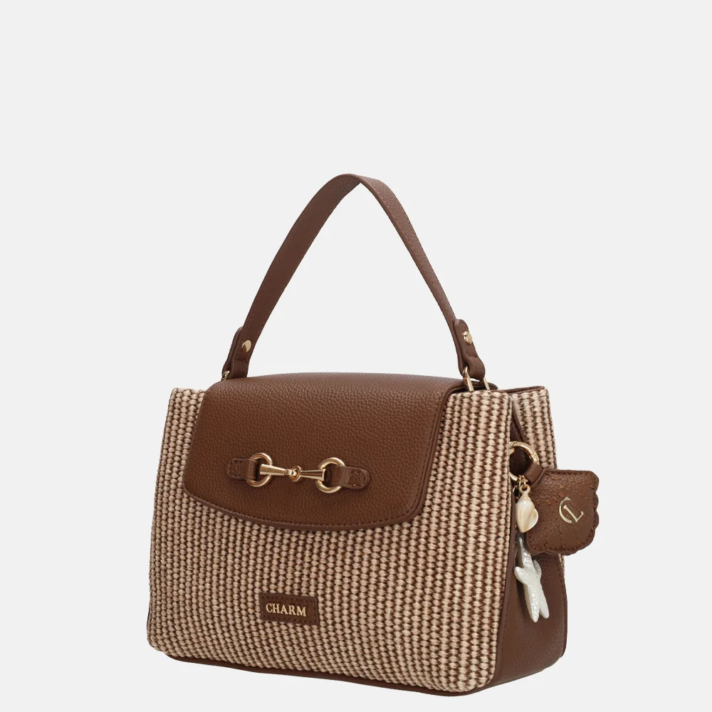 Charm London Santorini handtas 2vaks overslag bruin bij Duifhuizen
