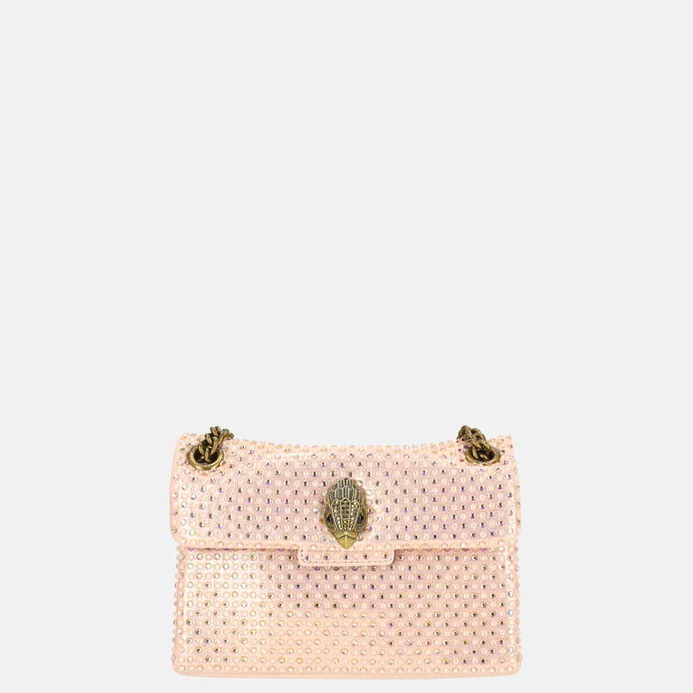 Kurt Geiger Kensington crystal schoudertas mini pink comb bij Duifhuizen
