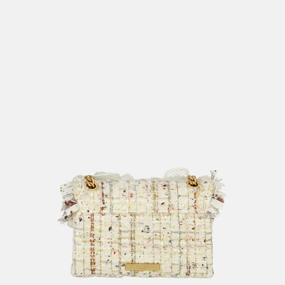 Kurt Geiger tweed mini Kensington schoudertas flower bone bij Duifhuizen