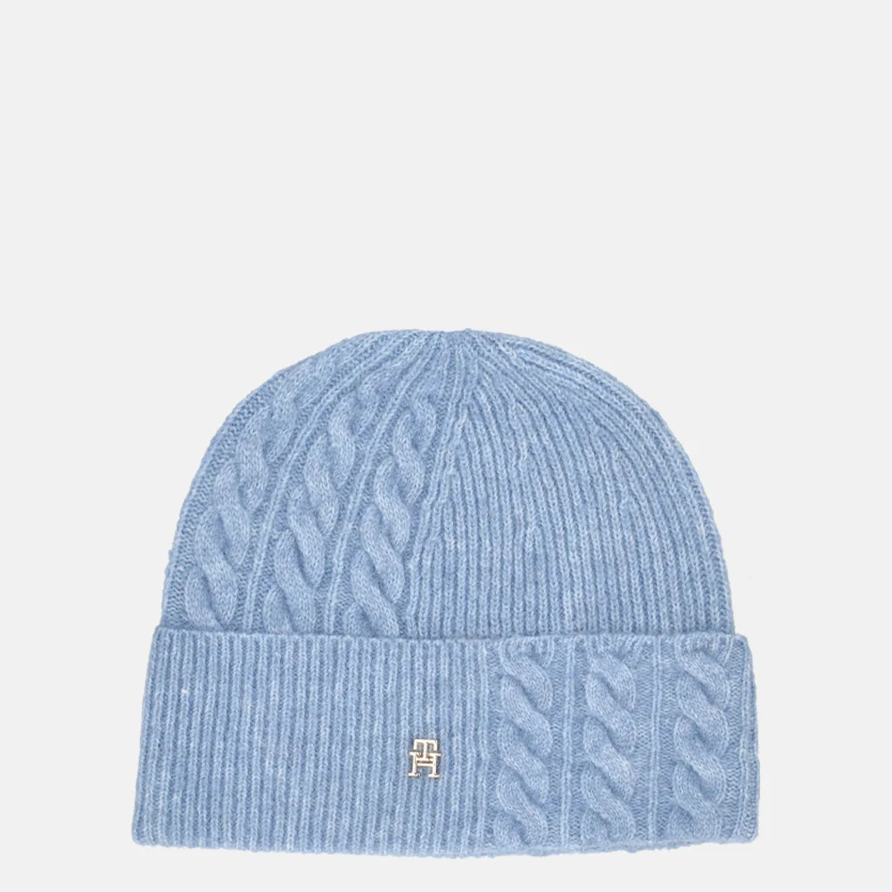 Tommy Hilfiger Elevated Chic Fluffy beanie muts brisk blue