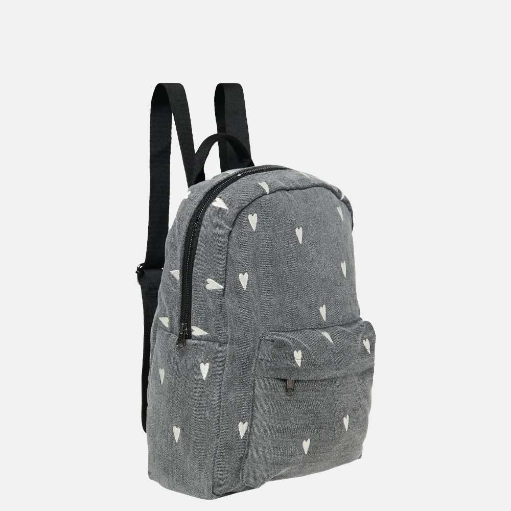 Studio Noos Denim Hearts kinderrugzak grey bij Duifhuizen
