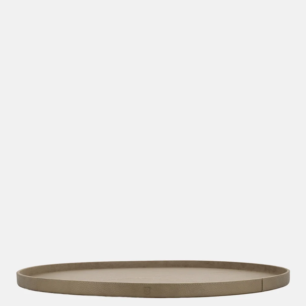 Chamada leren dienblad rond effen XL taupe bij Duifhuizen
