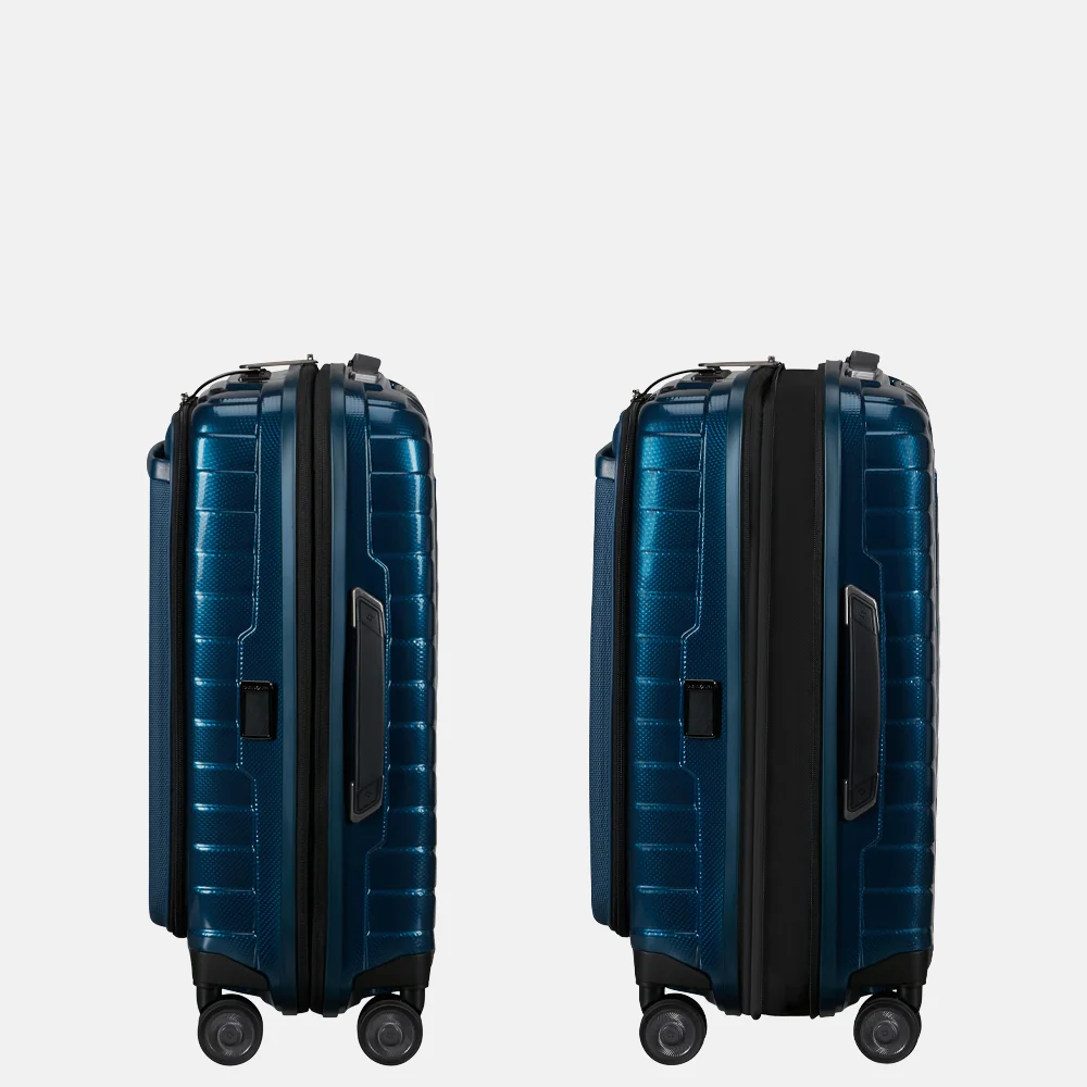 Samsonite Proxis frontpocket handbagage koffer 55 cm expandable petrol blue bij Duifhuizen