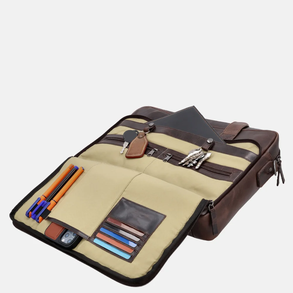 Hide & Stitches Next Navajo laptoptas 15.6 inch donkerbruin bij Duifhuizen
