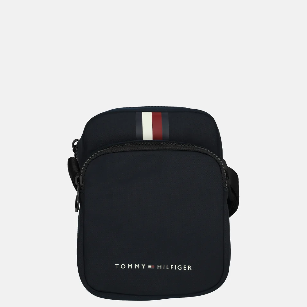 Tommy Hilfiger skyline stripe mini reporter schoudertas space blue bij Duifhuizen