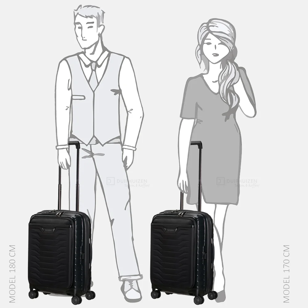 Samsonite Proxis frontpocket handbagage koffer 55 cm expandable black bij Duifhuizen