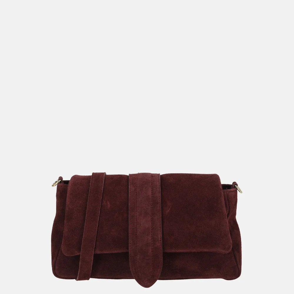 Charm London overslag schoudertas suede bordeaux rood bij Duifhuizen