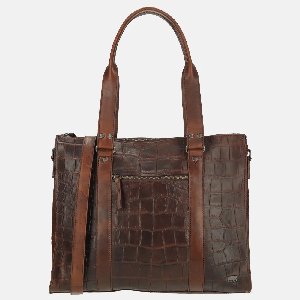 Bear Design 1vaks croco laptoptas 16 inch donkerbruin