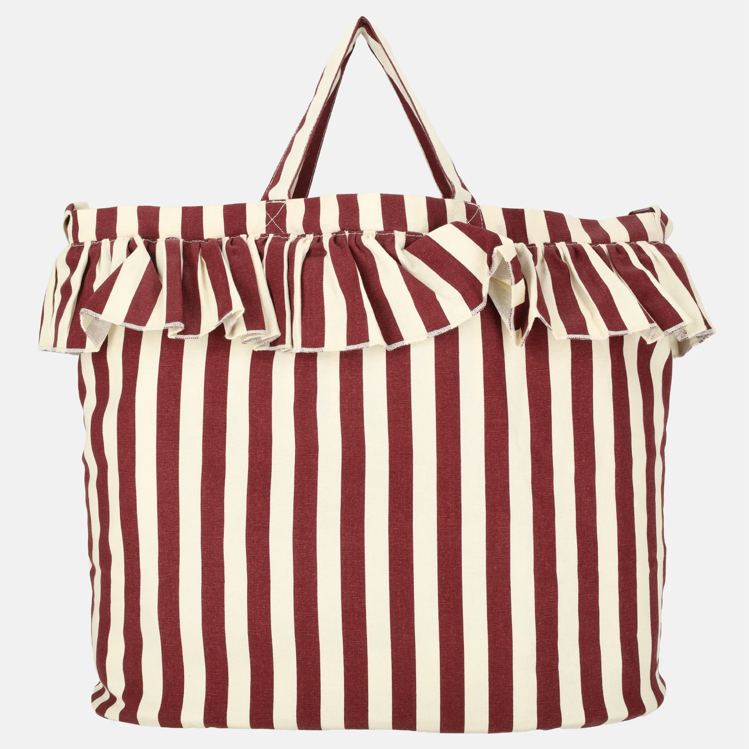 Wildride Ruffle shopper bordeaux stripe bij Duifhuizen