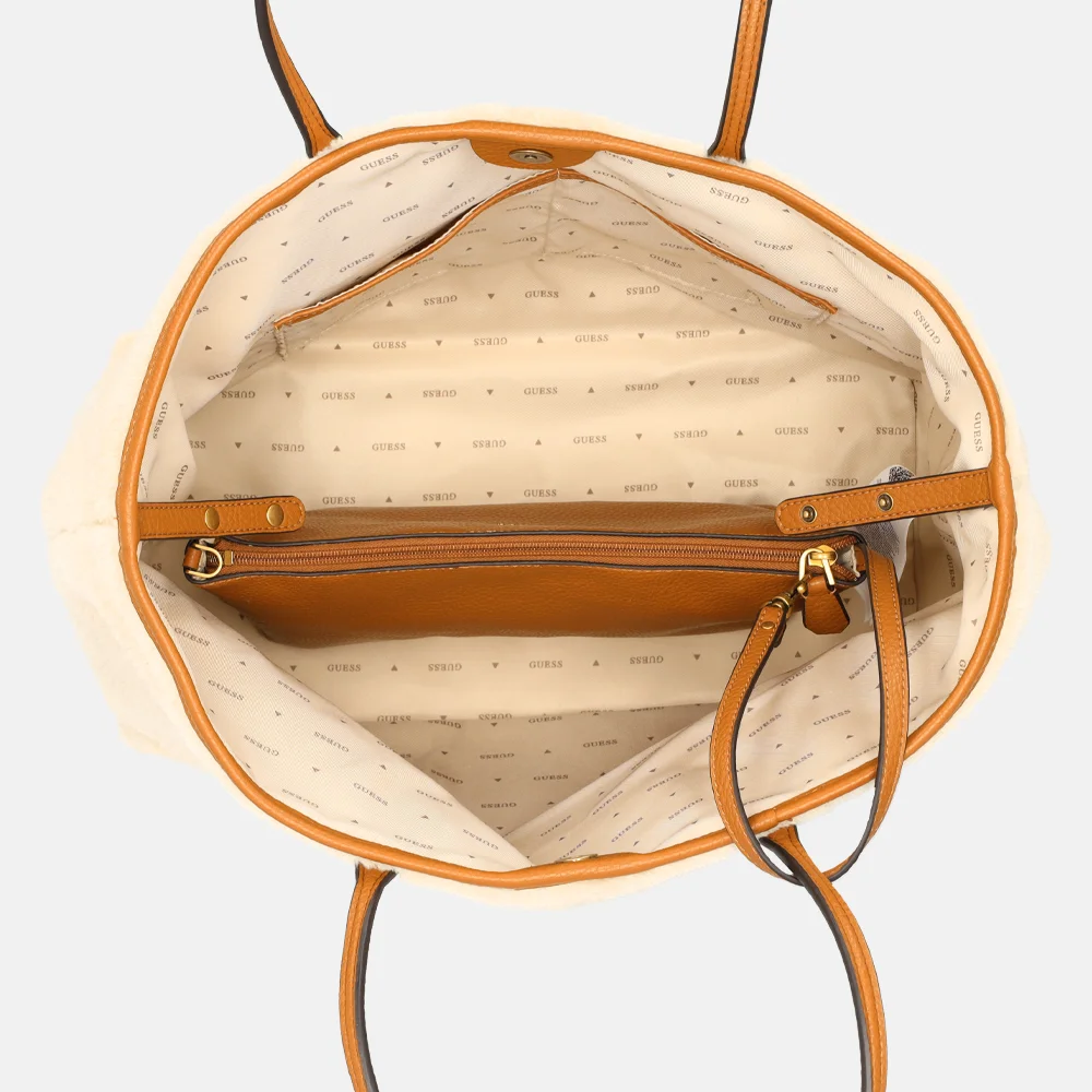 Guess Victtoria shopper L natural/cognac bij Duifhuizen