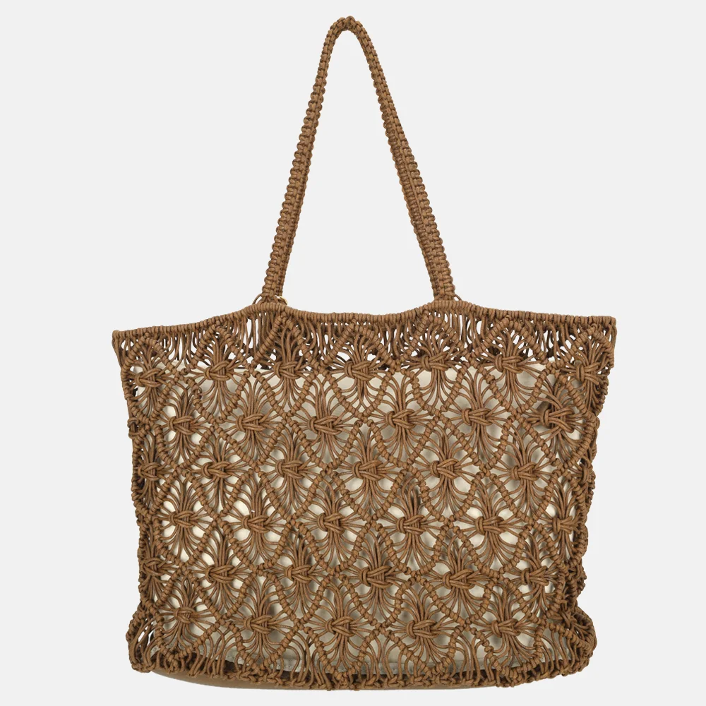 Laurent David Babette shopper gehaakt brown bij Duifhuizen
