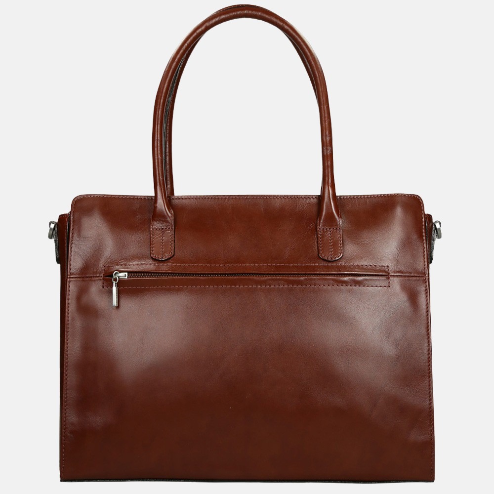 Claudio Ferrici Classico shopper/laptoptas 15 inch brown bij Duifhuizen