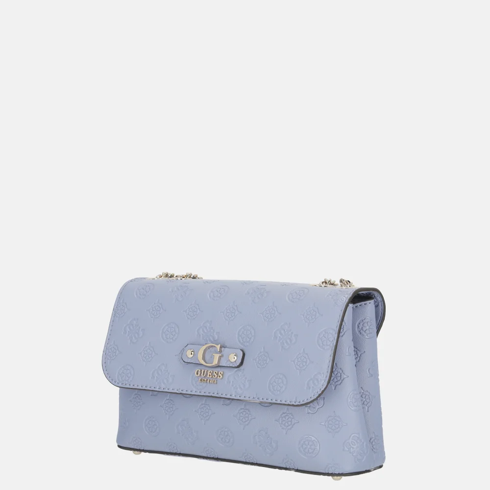 Guess Dita convertible flap crossbody tas Grey Blue Logo bij Duifhuizen