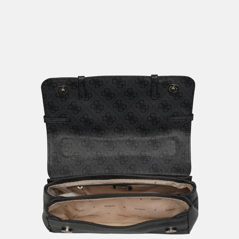 Guess Leona convertible crossbody tas flap coal logo bij Duifhuizen