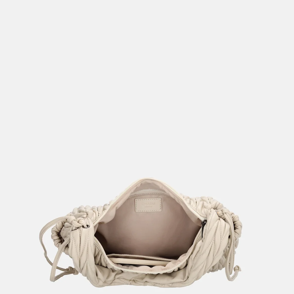 Charm London West End schoudertas smocked beige bij Duifhuizen