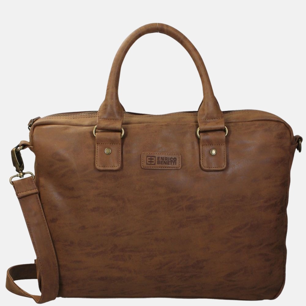 Enrico Benetti laptoptas 15.6 inch brown bij Duifhuizen