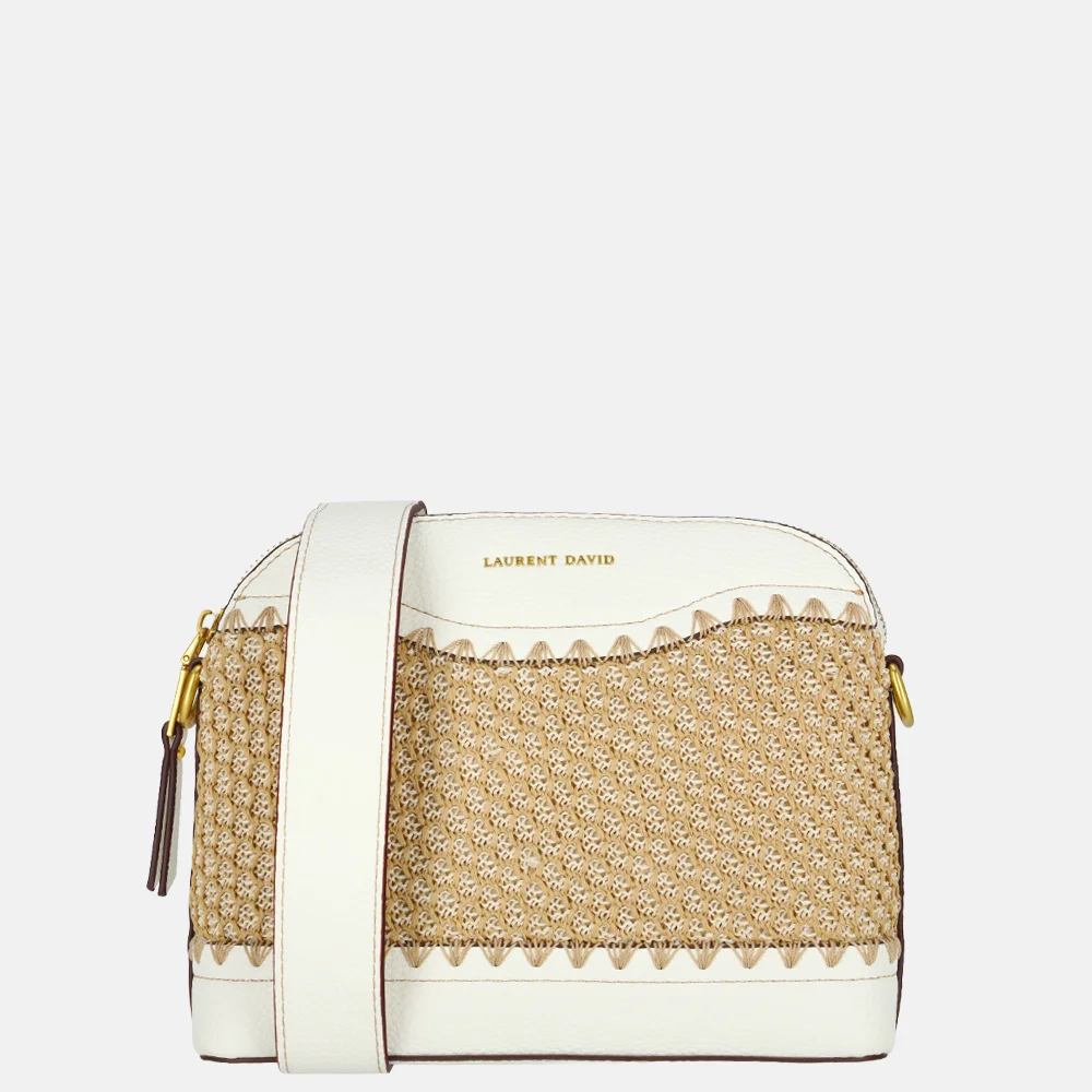 Laurent David Rosa crossbody tas raffia white