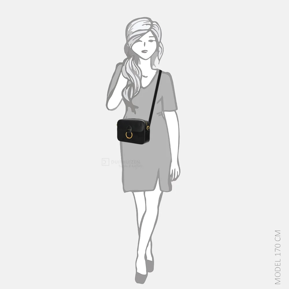 Laurent David Camille crossbody tas box suedine black bij Duifhuizen