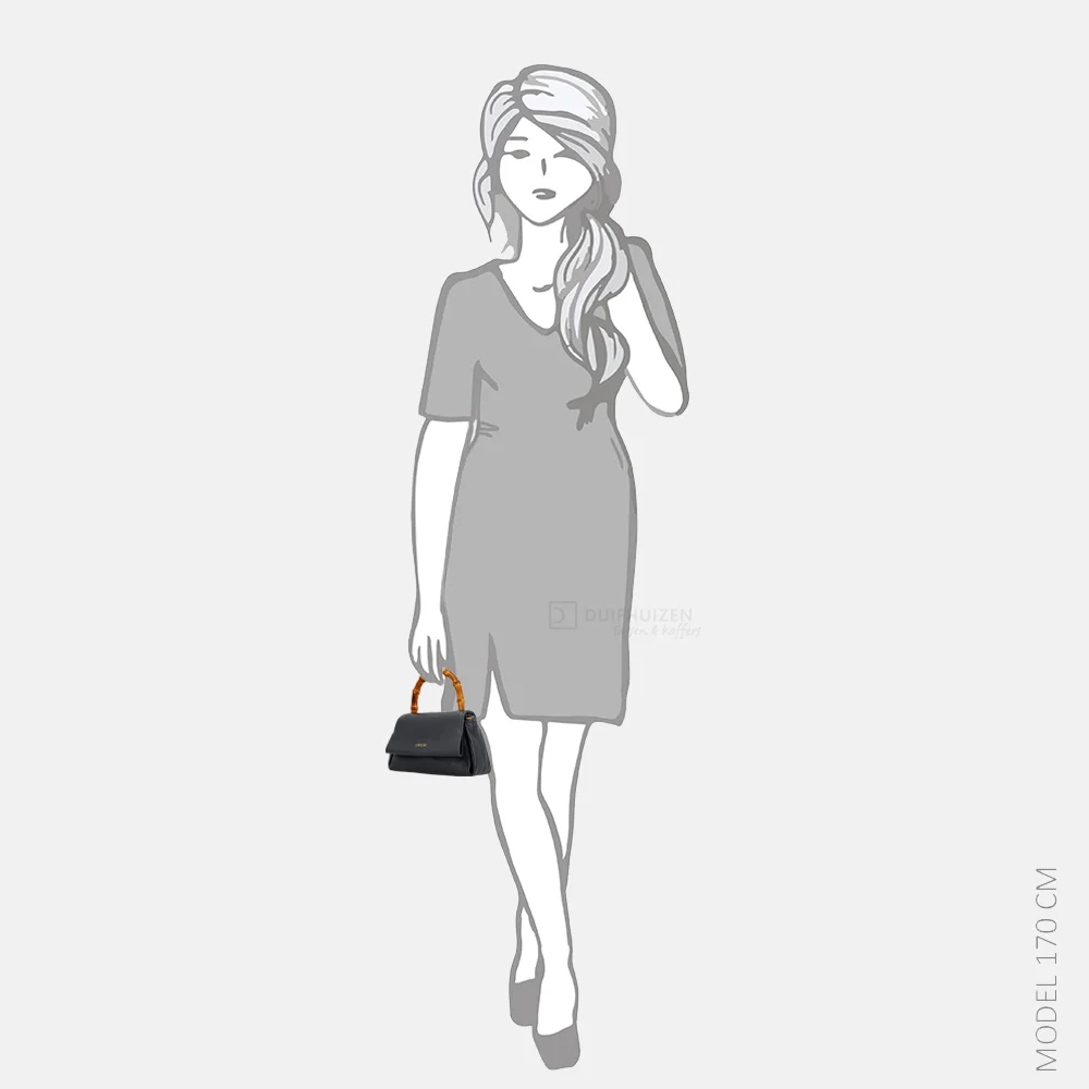 Loulou Essentiels Mae Bamboo handtas dark blue bij Duifhuizen
