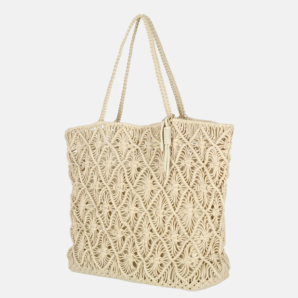 Laurent David Babette shopper gehaakt white bij Duifhuizen
