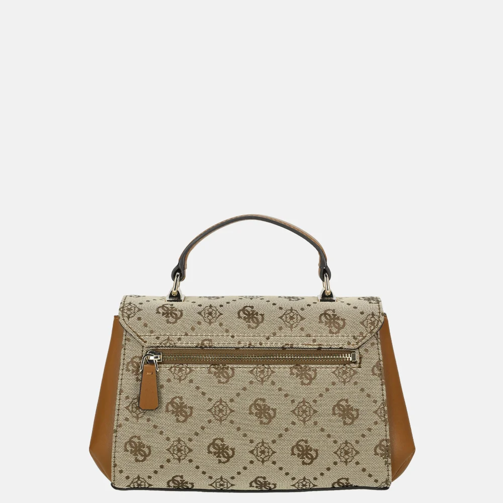 Guess Melinda top handle flap handtas latte logo bij Duifhuizen