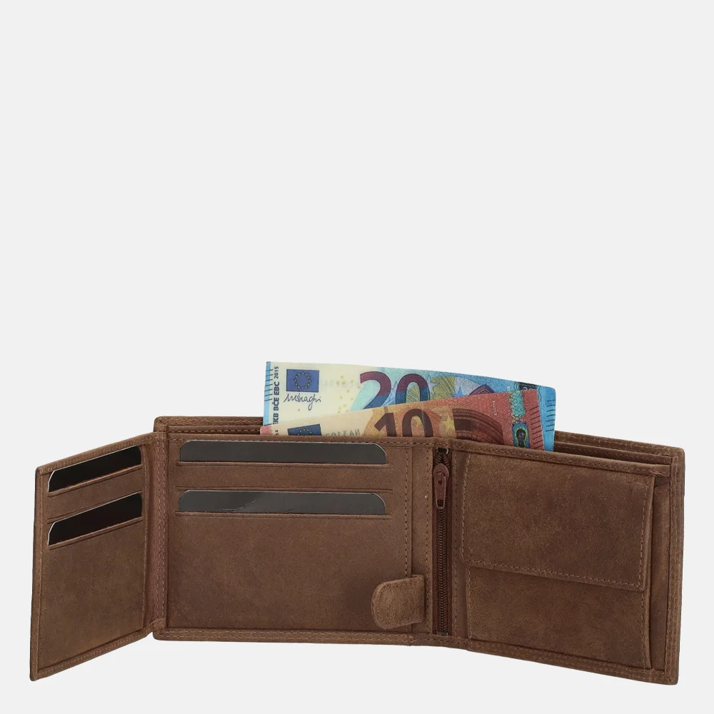 Hide & Stitches portemonnee donkerbruin bij Duifhuizen