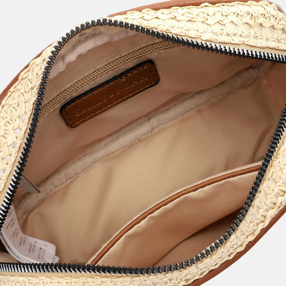 Emily & Noah Elda crossbody tas raffia sand bij Duifhuizen