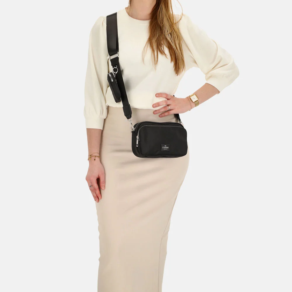 Charm London Odeon crossbody tas zwart bij Duifhuizen